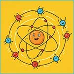 Electrons whizzing round the nucleus of an atom.